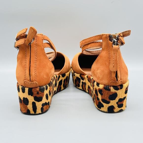 Gee Wawa Shoes Womens 8.5 Brown Leather Brady Calf Hair Platform Wedge Sandals - Picture 7 of 12